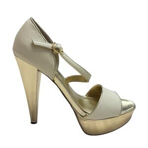 👠 NWOB Colin Stewart Heels Cream & Gold Women’s Shoe Size 7.5